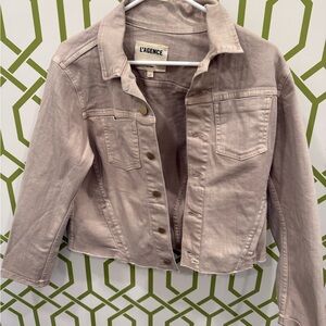 L'AGENCE Janelle Slim Cropped Jean Jacket with Raw Hem!